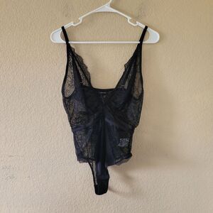 Inc International Concepts Sexy Black Lace Sheer Bodysuit Teddy Size Small Nwt